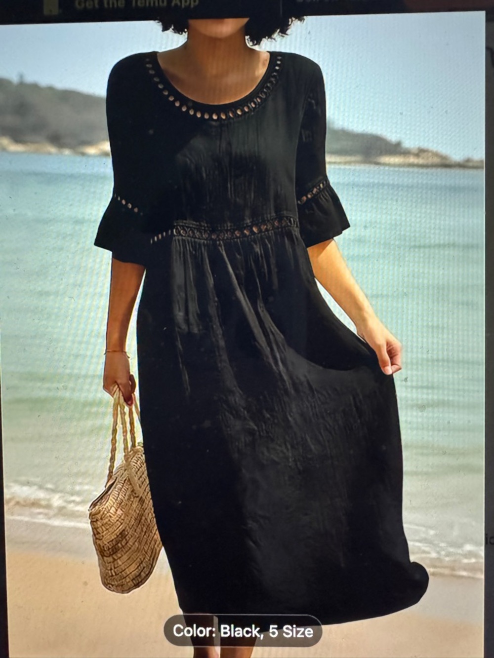 Black Crochet-Trim Midi Dress - Women